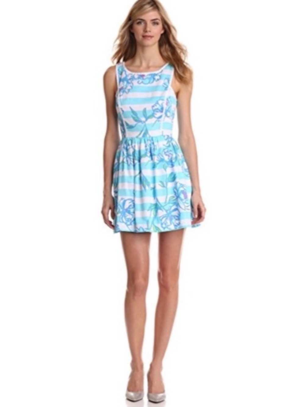 Lilly Pulitzer Sandrine Shorely Blue & White Stripe Dress